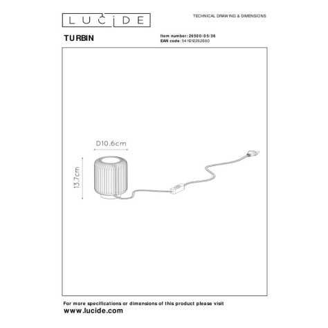 TURBIN - Lampe de table - Ø 10,6 cm - LED - 1x5W 3000K - Gris