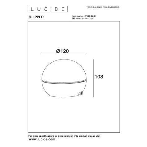 CLIPPER - Lampe de table Rechargeable - Batterie/Piles - Ø 12 cm - LED - 1x2,2W 2700K - Blanc