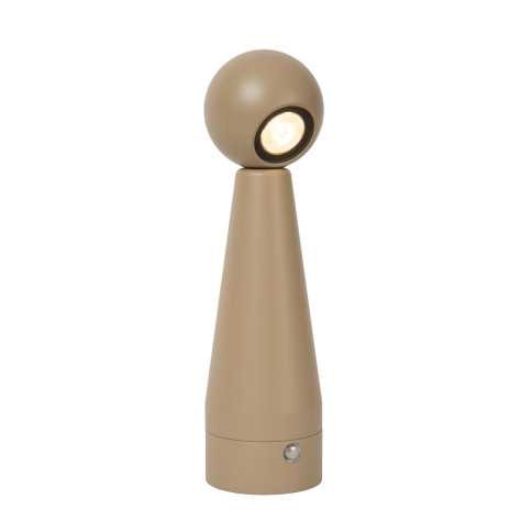 IPSOS - Lampe de table Rechargeable - Batterie/Piles - LED Dim to warm - 1x3W 3000K/3200K - Taupe