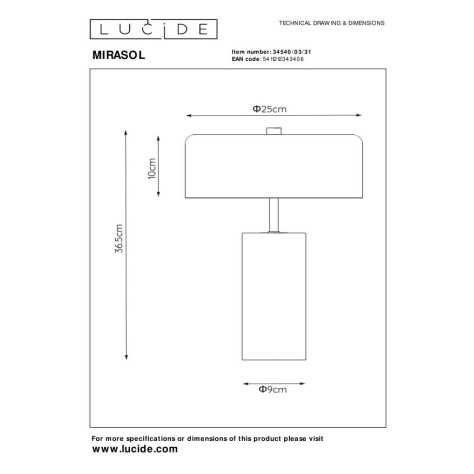 MIRASOL - Lampe de table - Ø 25 cm - 3xG9 - Blanc