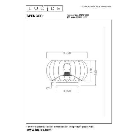 SPENCER - Lampe de table - Ø 30 cm - 1xE27 - Noir