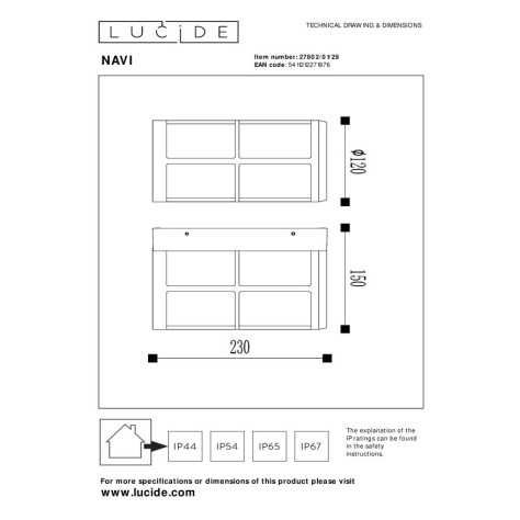 NAVI - Applique murale Intérieur/Extérieur - 1xE27 - IP54 - Anthracite