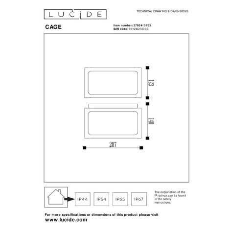 CAGE - Applique murale Intérieur/Extérieur - LED - 1xE27 - IP44 - Anthracite
