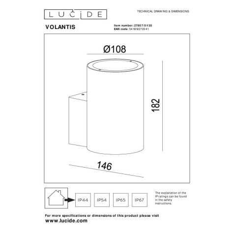 VOLANTIS - Spot mural / Applique mural Intérieur/Extérieur - 1xE27 - IP54 - Noir