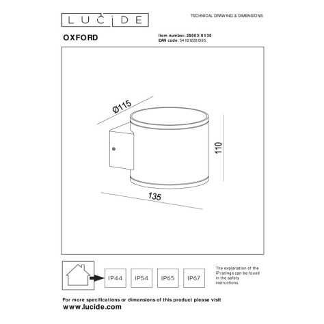 OXFORD - Applique murale Intérieur/Extérieur - 1xG9 - IP54 - Noir