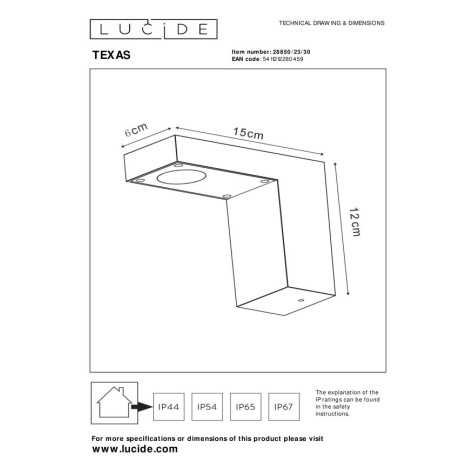 TEXAS - Spot mural / Applique mural Intérieur/Extérieur - LED - 1x7W 3000K - IP54 - Anthracite