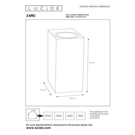 ZARO - Spot mural / Applique mural Intérieur/Extérieur - 2xGU10 - IP44 - Noir