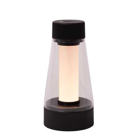LORALI - Lampe de table Intérieur/Extérieur Rechargeable - Batterie/Piles - Ø 7,7 cm - LED Dim. - IP44 - Noir