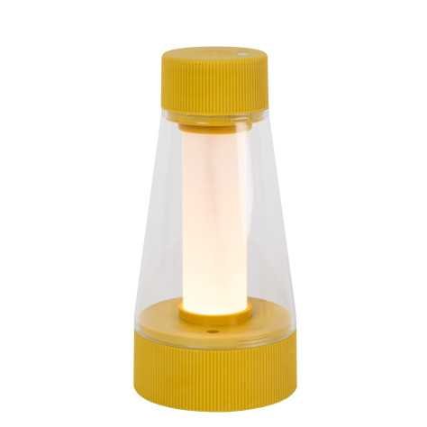 LORALI - Lampe de table Intérieur/Extérieur Rechargeable - Batterie/Piles - Ø 7,7 cm - LED Dim. - IP44 - Jaune Ocre