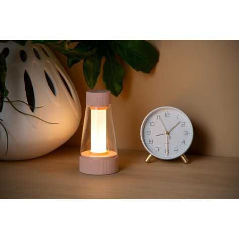 LORALI - Lampe de table Intérieur/Extérieur Rechargeable - Batterie/Piles - Ø 7,7 cm - LED Dim. - IP44 - Rose
