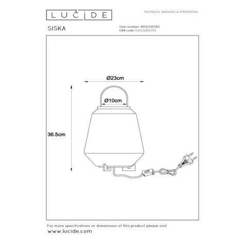 SISKA - Lampe de table - 1xE27 - Fumé