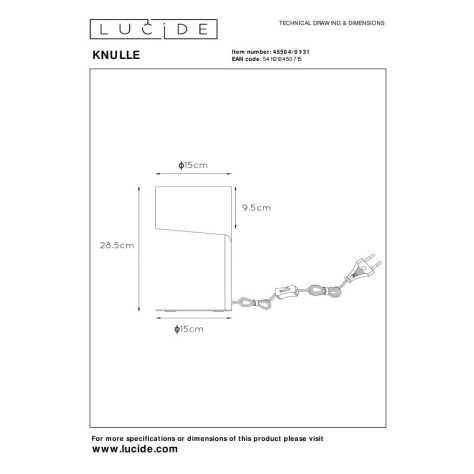 KNULLE - Lampe de table - Ø 15 cm - 1xE14 - Blanc