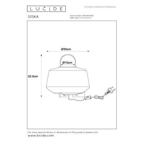 SISKA - Lampe de table - 1xE27 - Fumé
