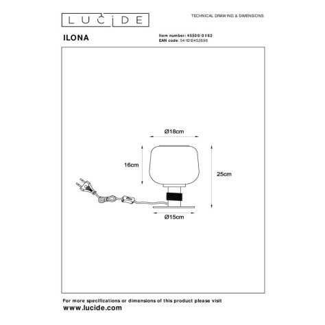 ILONA - Lampe de table - Ø 18 cm - 1xE27 - Ambre