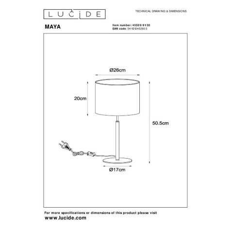 MAYA - Lampe de table - Ø 26 cm - 1xE27 - Noir
