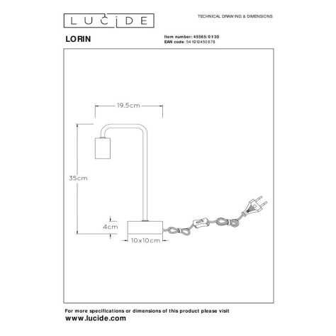LORIN - Lampe de table - 1xE27 - Noir