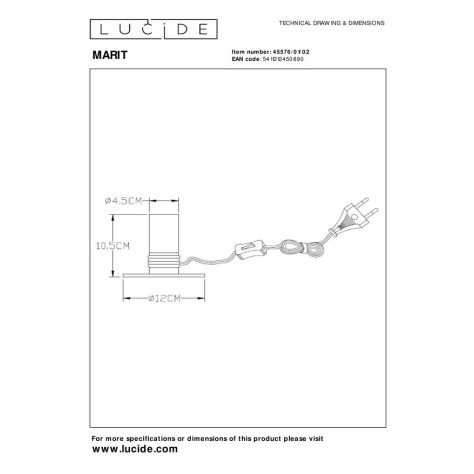 MARIT - Lampe de table - 1xE27 - Or Mat / Laiton