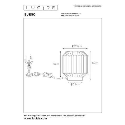 SUENO - Lampe de table - Ø 13 cm - 1xE14 - Gris