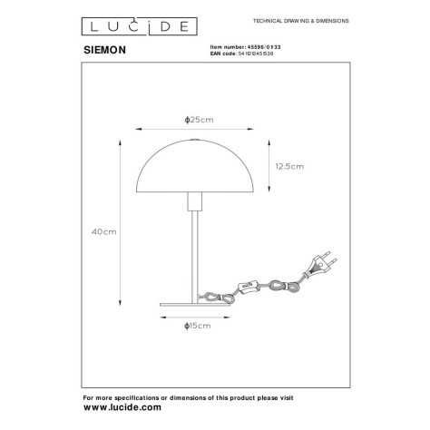 SIEMON - Lampe de table - Ø 25 cm - 1xE14 - Vert