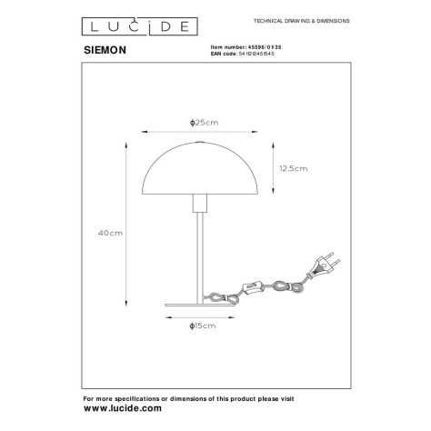 SIEMON - Lampe de table - Ø 25 cm - 1xE14 - Bleu