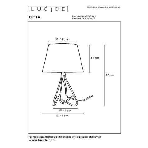 GITTA - Lampe de table - Ø 17 cm - 1xE14 - Chrome