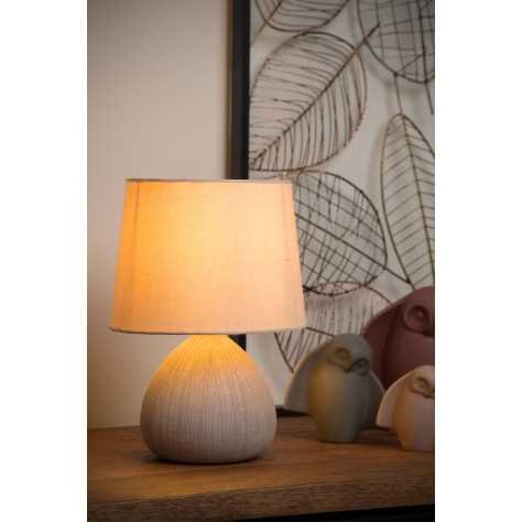 RAMZI - Lampe de table - Ø 18 cm - 1xE14 - Crème