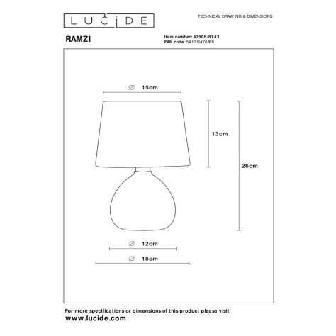 RAMZI - Lampe de table - Ø 18 cm - 1xE14 - Brun