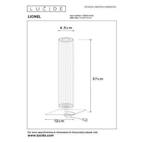 LIONEL - Lampe de table - 1xE27 - Noir