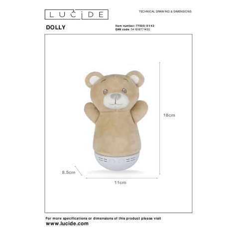 DOLLY - Lampe de table Chambres d'enfant - Piles - Brun