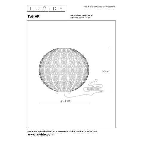 TAHAR - Lampe de table - Ø 33 cm - 1xE27 - Noir