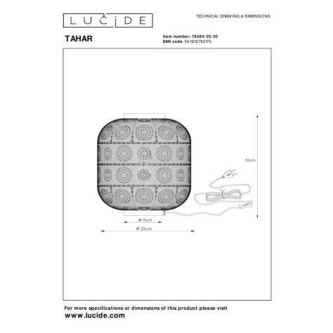 TAHAR - Lampe de table - Ø 25 cm - 1xE27 - Noir