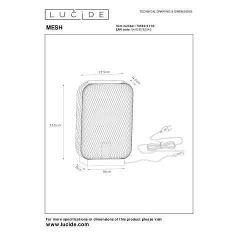 MESH - Lampe de table - 1xE27 - Noir