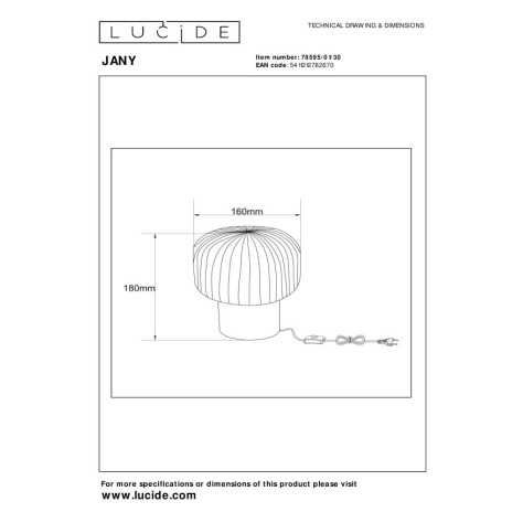 JANY - Lampe de table - Ø 16 cm - 1xE14 - Noir
