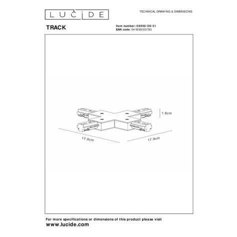 TRACK connecteur en X - Système de rail monophasé / Éclairage sur rail - Blanc (Extension)