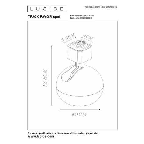 TRACK FAVORI Spot sur rail - Système de rail monophasé / Éclairage sur rail - 1xGU10 - Noir (Extension)