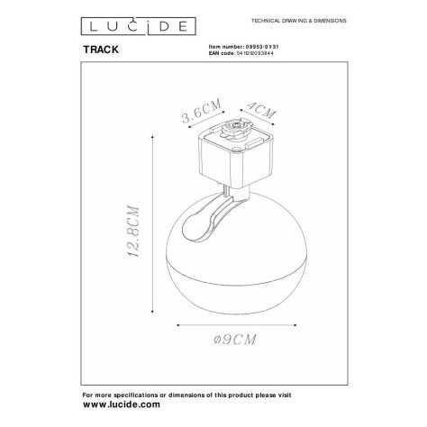 TRACK FAVORI Spot sur rail - Système de rail monophasé / Éclairage sur rail - 1xGU10 - Blanc (Extension)