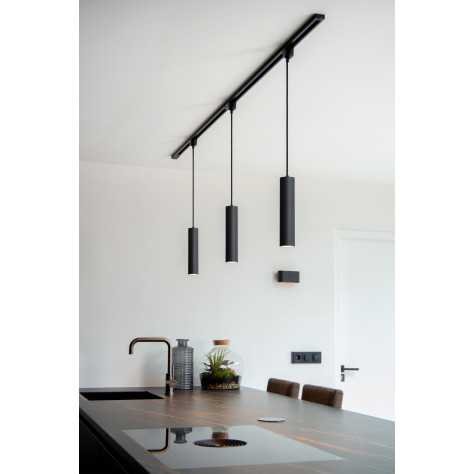 TRACK FLORIS Suspension - Système de rail monophasé / Éclairage sur rail - 1xGU10 - Noir (Extension)