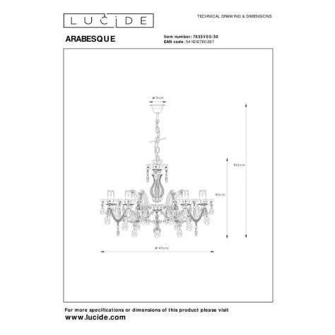 ARABESQUE - Lustre - Ø 45 cm - 5xE14 - Noir