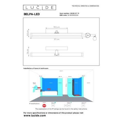 BELPA-LED - Miroir lumineux Salle de bains - LED - 1x7W 4000K - IP44 - Chrome