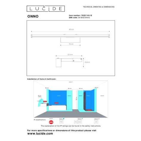 ONNO - Miroir lumineux Salle de bains - LED - 1x8W 3000K - IP44 - Chrome Dépoli