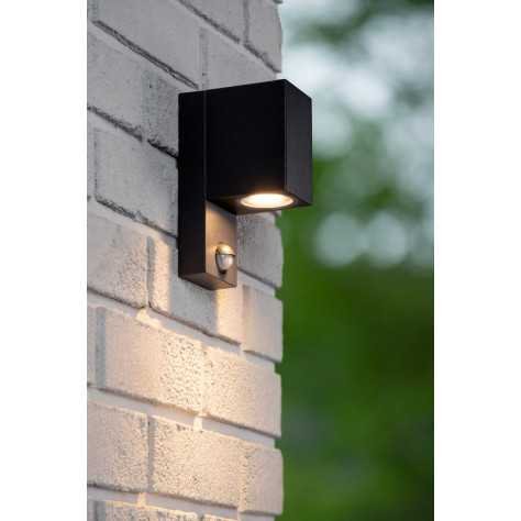 ZARO IR - Spot mural / Applique mural Intérieur/Extérieur - 1xGU10 - IP65Détecteur De Mouvement & Jour/Nuit - Noir