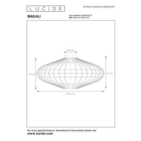 MAGALI - Plafonnier - Ø 56 cm - 1xE27 - Naturel