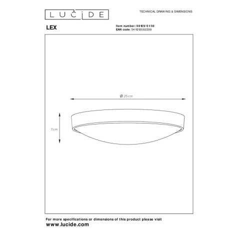 LEX - Plafonnier - Ø 25 cm - 1xE27 - Noir