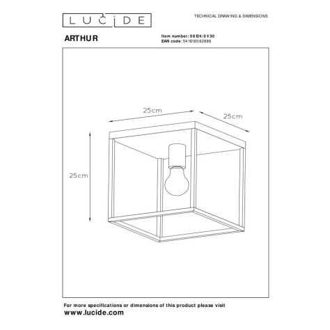 ARTHUR - Plafonnier - 1xE27 - Noir