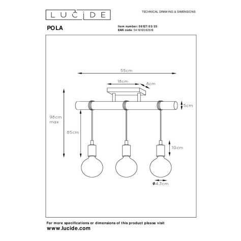 POLA - Plafonnier Chambres d'enfant - 3xE27 - Bleu