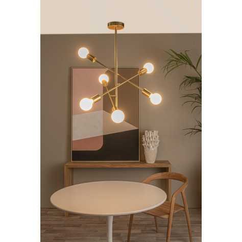 LESTER - Plafonnier - 6xE27 - Or Mat / Laiton