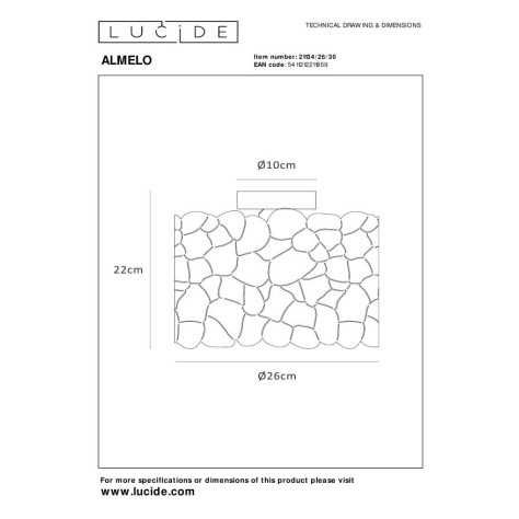 ALMELO - Plafonnier - Ø 25,5 cm - 1xE27 - Noir