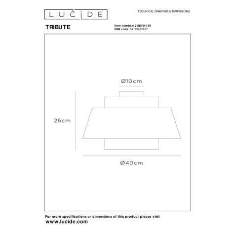 TRIBUTE - Plafonnier - Ø 40 cm - 1xE27 - Crème