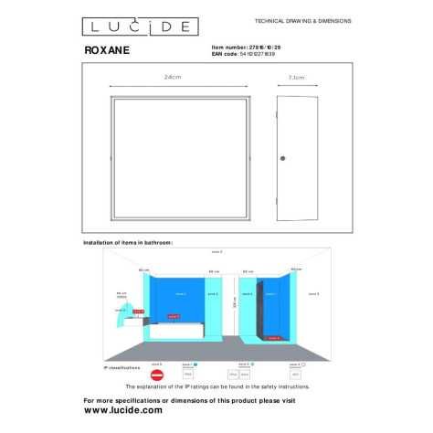 ROXANE - Plafonnier Salle de bains - LED - 1x12W 2700K - IP54 - Anthracite