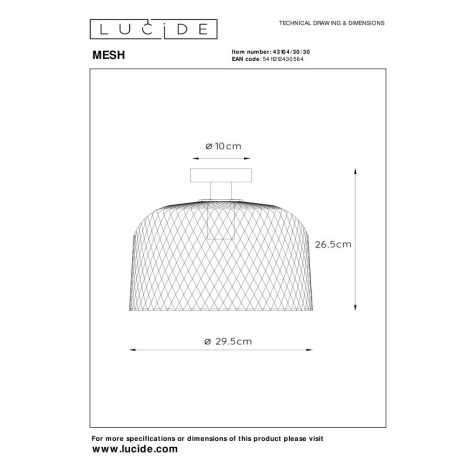 MESH - Plafonnier - Ø 29,5 cm - 1xE27 - Noir